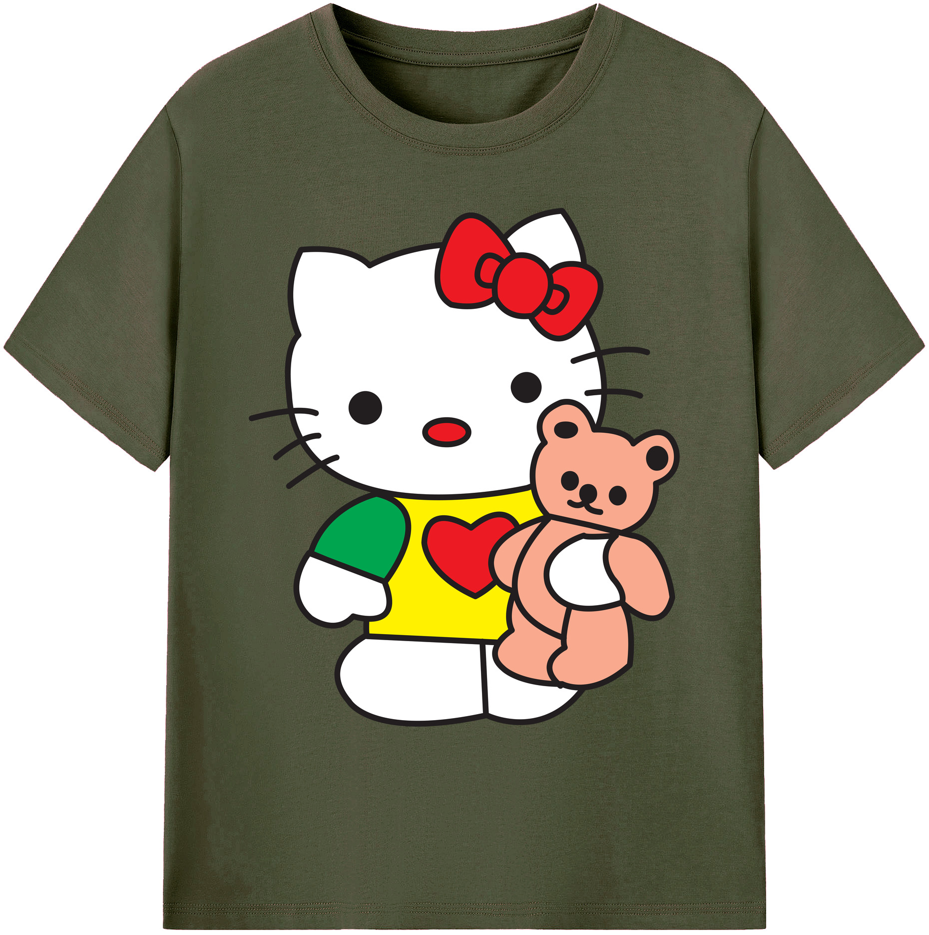 （画像用） Hello Kitty ハローキティ 綿100％ メンズ半袖Tシャツ｜肌触りやわらか＆通気性